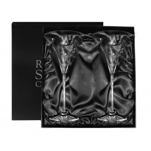 Buy & Send 2 Royal Scot Crystal Cocktail / Champagne Flutes - Swarovski Elements - PRESENTATION BOXED Gift Online